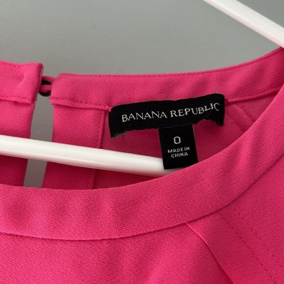 Banana Republic Drop Waist Dress Womens Barbie Pink Flounce Hem Size 0 - Picture 3 of 8